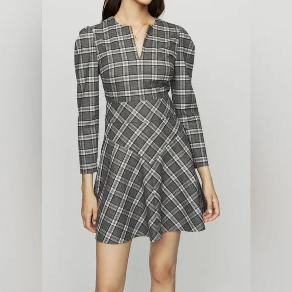 Maje Gray Plaid Mini Dress